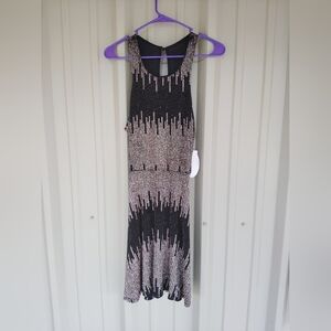 Brand New Women's Gold Metallic Sleeveless Midi Slinky Dress Size Small Glitter
